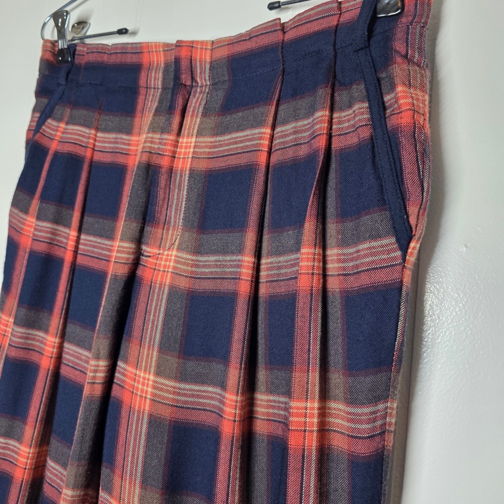 Cartonnier Anthropologie Plaid Ankle Zip Trousers Red Navy Size 2 Tapered Pants - Picture 14 of 16